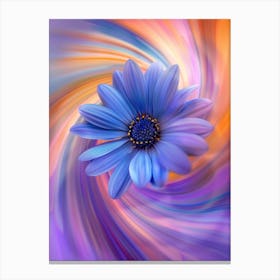 Blue Flower In A Swirl 1 Canvas Print