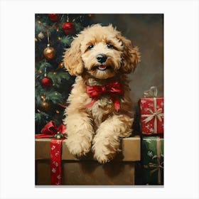 Christmas Goldendoodle 13 Canvas Print