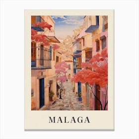 Malaga Spain 2 Vintage Pink Travel Illustration Poster Canvas Print