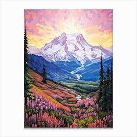 Mount Rainier National Park Retro Pop Art 12 Canvas Print