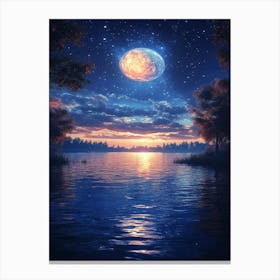 Moon And Stars 16 Canvas Print