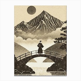 Monk On A Bridge Canvas Print
