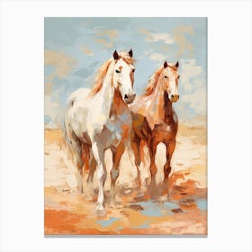 Horses Painting In Namib Desert, Namibia 3 Canvas Print