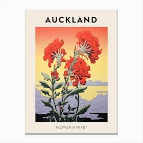 Auckland New Zealand Botanical Flower Market Poster Canvas Print