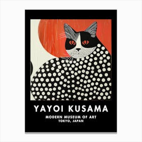 Yayoi Kusama Inspired Japanese Cat Canvas Print