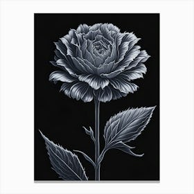 A Carnation In Black White Line Art Vertical Composition 47 Canvas Print