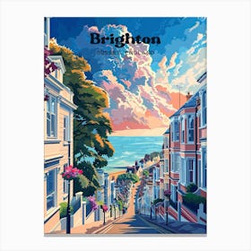 Brighton Sussex England Vibrant Digital Travel Art Canvas Print