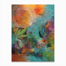 Free Nature, Abstract Collage In Pantone Monoprint Splashed Colors Canvas Print