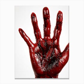 Creepy Textured Bloody Handprint Detailed With High Contrast Shadows Implying A Three Dimensional (1) Canvas Print