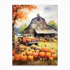 Watercolor Fall Scene Canvas Print