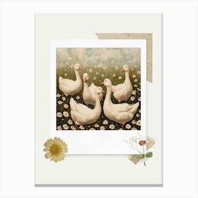 Scrapbook White Ducks Fairycore Painting 4 Canvas Print