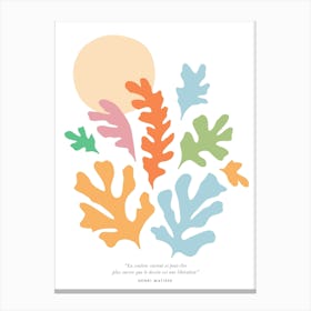 Abstract Matisse Pastel leafy Nature Cut-out on Peach Fuzz Sun Canvas Print