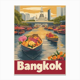 Aihrgdesign A Classic 1960s Travel Poster For Bangkok Canvas Print