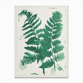 Green Ink Painting Of A Button Fern 1 Canvas Print