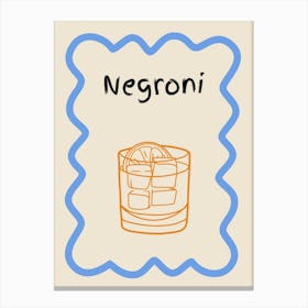Negroni Doodle Poster Blue & Orange Canvas Print