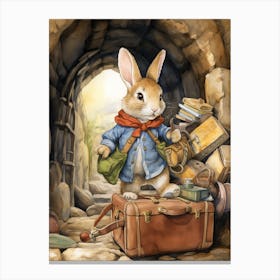Bunny Traveling Rabbit Prints Watercolour 4 Canvas Print