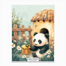 Giant Panda Playing With A Beehive Poster 2 Canvas Print