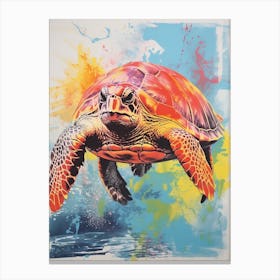 Sea Turtle Screen Print Inspired 2 Canvas Print