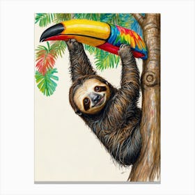 Sloth Hanging From Tree 2 Canvas Print