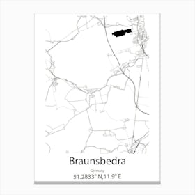 Braunsbedra,Germany Minimalist Map Canvas Print