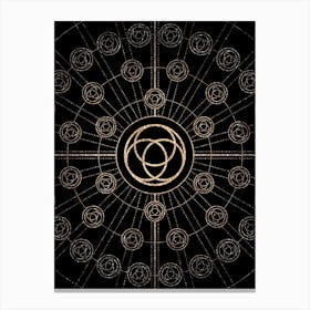 Geometric Glyph Radial Array in Glitter Gold on Black n.0349 Canvas Print