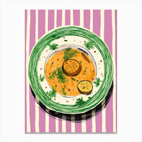 A Plate Of Pumpkins, Autumn Food Illustration Top View 57 Canvas Print