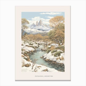 Vintage Winter Poster Patagonia Argentina 3 Canvas Print