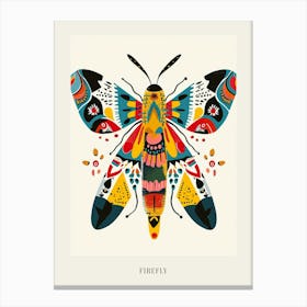 Colourful Insect Illustration Firefly 9 Poster Canvas Print