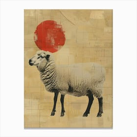 Sheep With Red Sun Canvas Print