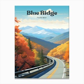 Blue Ridge Parkway All American Modern Travel Illustration Canvas Print