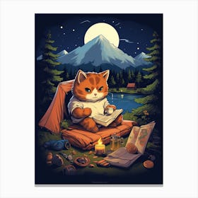 Kawaii Cat Drawings Camping 6 Canvas Print
