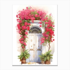 Cadiz, Spain   Mediterranean Doors Watercolour Painting 2 Canvas Print