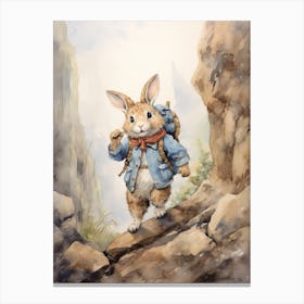 Bunny Rock Climbing Rabbit Prints Watercolour 3 Canvas Print