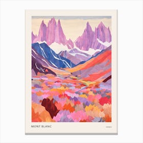 Mont Blanc France 1 Colourful Mountain Illustration Poster Canvas Print