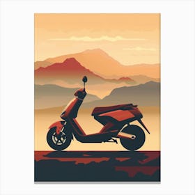 Motorcycle At Sunset Canvas Print