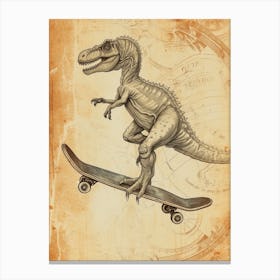 Vintage Giganotosaurus Dinosaur On A Skateboard1 Canvas Print