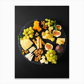 Cheese platter — Food kitchen poster/blackboard, photo art Canvas Print