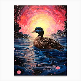 Duck At Sunset Canvas Print
