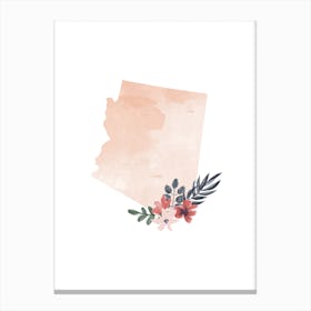 Arizona Watercolor Floral State Canvas Print