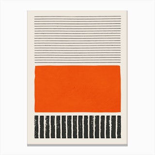 Bright Orange Black Line Canvas Print