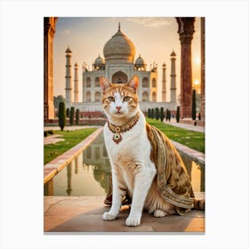 Cattitude Across Continents Taj Mahal Cat Canvas Print