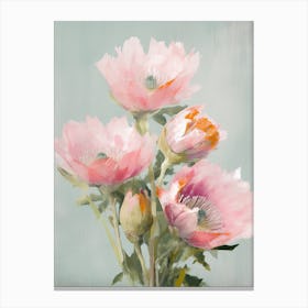 Proteas Flowers Acrylic Painting In Pastel Colours 4 Canvas Print