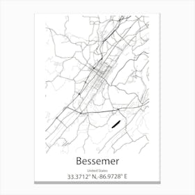 Bessemer,United States Minimalist Map Canvas Print