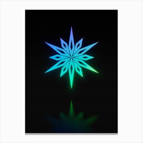 Neon Blue and Green Abstract Geometric Glyph on Black n.0016 Canvas Print