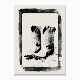 Cowgirl Boots in Black, Southern Girl Art, y2k, College Art, Dorm Decor Canvas Print