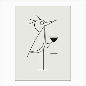Bird And Cocktail Line Art 3 Canvas Print