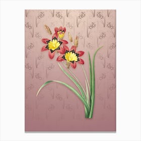 Vintage Ixia Tricolore Botanical on Dusty Pink Pattern n.1787 Canvas Print