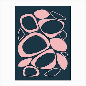 Mid Century Modern Abstract 8 Navy blue and Soft Pink Canvas Print