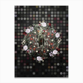Vintage Drooping Star of Bethlehem Flower Wreath on Dot Bokeh Pattern n.0684 Canvas Print