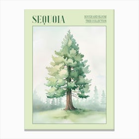 Sequoia Tree Atmospheric Watercolour Painting 7 Poster Canvas Print